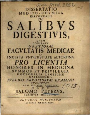 Dissertatio Medico-Chymica Inavgvralis De Salibvs Digestivis