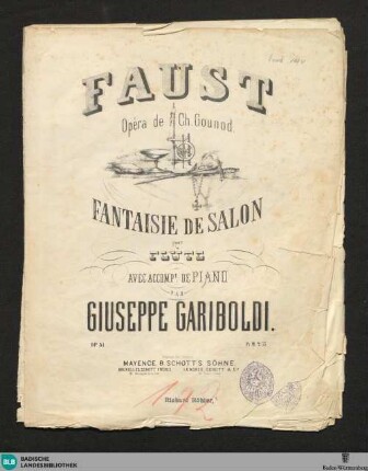 Faust, opéra de Ch. Gounod : fantaisie de salon pour flute avec accomp.t de piano; op. 51