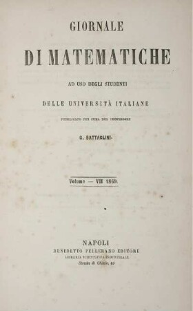7: Giornale di matematiche