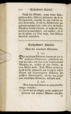 Sechszehntes Kapitel. Von den unzeitigen Geburten.