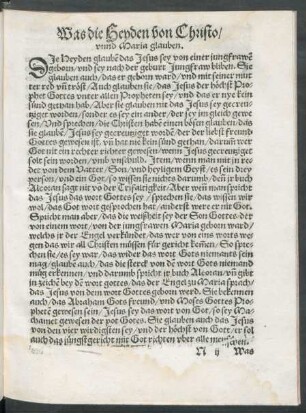 Was die Heyden von Christo/ unnd Maria glauben.