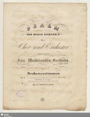 Psalm Non nobis Domine &. für Chor und Orchester : op. 31