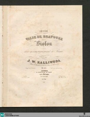 Grande valse de bravoure pour le violon avec accompagnement de piano, op. 159