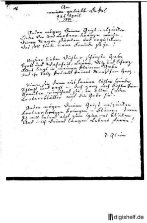 16: Brief von Maria Tugendreich geb. Fromme Gleim an Johann Wilhelm Ludwig Gleim