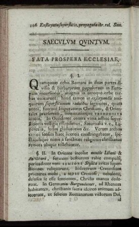 Saeculum Quintum. Fata Prospera Ecclesiae.