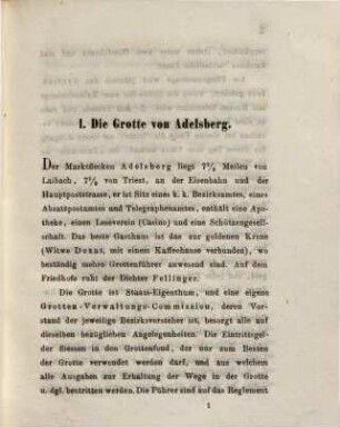 Wegweiser in die Adelsberger Grotte und die benachbarten Höhlen des Karstes