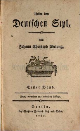 Ueber den Deutschen Styl, 1