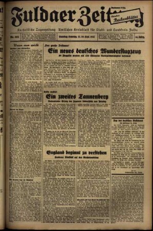 Erste Ausgabe vom Sonntag, den 19. September 1937.