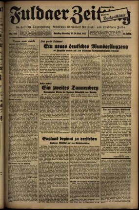 Erste Ausgabe vom Sonntag, den 19. September 1937.