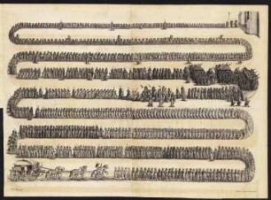 Trauerzug zum Leichenbegängnis : Trauerzug zum Leichenbegängnis der Catharina (Sachsen-Weißenfels Prinzessin), Elisabeth (Sachsen-Weißenfels Prinzessin) und Dorothea (Sachsen-Weißenfels Prinzessin)Taf. 1 aus: Der weiland durchlauchtigsten und Hochgeborne Fürstinnen und Fräwlein, Fräwlein Catharinen, Fräwlein Elisabeth und Fräwlein Dorotheen geschwistere Hertzoginnen zu Sachßen ... Fürstliches Leichbegängniß ... 1663. Dresden: SLUB Hist.Sax.C.93,misc.1