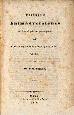 Leibnitz's Animadversiones ad Cartesii principia philosophiae