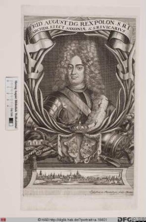 Bildnis Friedrich August I., 1694-1733 Kurfürst von Sachsen u. 1697-1733 als August II. ("der Starke") König von Polen