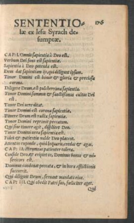 Sententiolae ex Iesu Syrach desumptae.