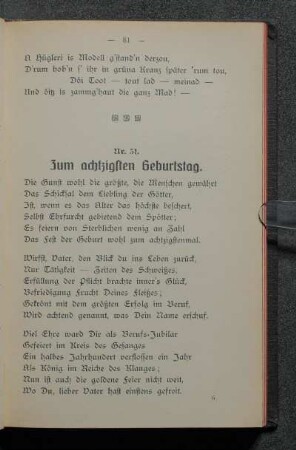 Nr. 31. Zum achtzigsten Geburtstag.