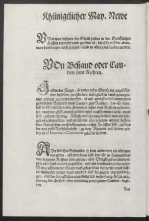 Von Bestand oder Caution zum Rechten.