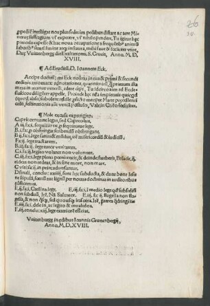 Ad Eruditum. D. Ioannem Eck.
