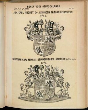 Taf. 52. Joh. Carl August, Gr. v. Leiningen-Dachsb: Heidesheim. - Christian Carl Reinh: Gr. v. Leiningen-Dagsb: -Heideshm: in Oberstein.