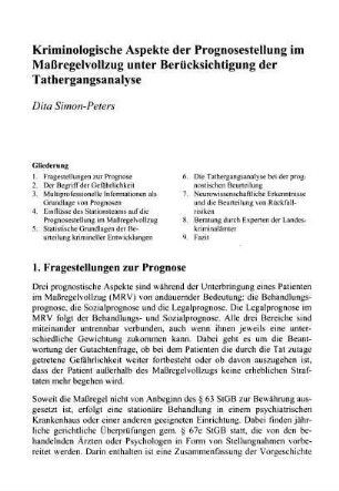 551-566, Kriminologische Aspekte der Prognosestellung im Maßregelvollzug unter Berücksichtigung der Tathergangsanalyse