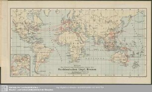 Weltkarte der Schnell- und Postdampfer-Linien des Norddeutschen Lloyd, Bremen
