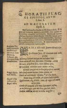 Q. Horatii Flacci Epistolarum Liber I.