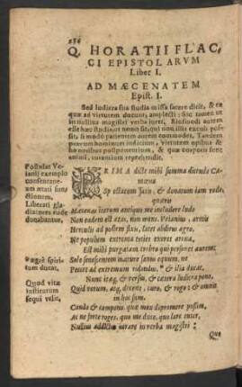 Q. Horatii Flacci Epistolarum Liber I.