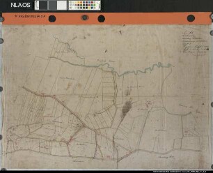 Karte der Gemarkung Drantum Blatt 2 Ausf.-Art: farbige Handzeichnung auf Leinen Hersteller: Katasteramt Format: 64 x 114 cm Maßstab: 1 : 2000