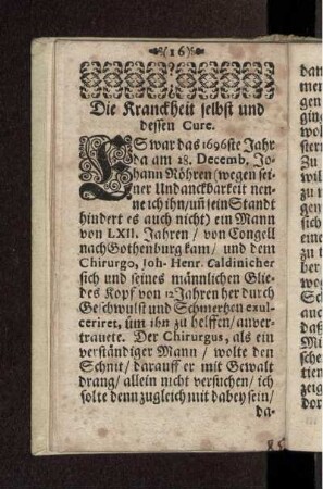 Die Kranckheit selbst und dessen Cure