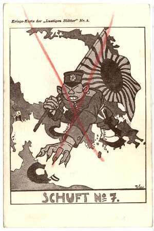 Kriegs-Karte der "Lustigen Blätter" Nr. 9: Schuft Nr. 7 (Japan) (verboten)