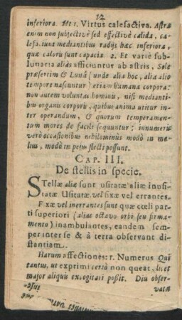 Cap. III. De stellis in specie.