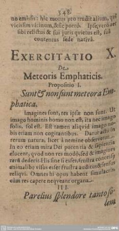 Exercitatio X. De Meteoris Emphaticis.