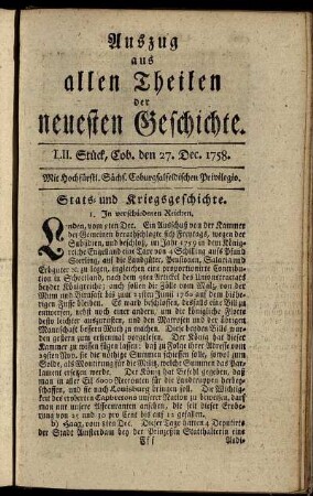 LII. Stück. Coburg, den 27. Dec. 1758.