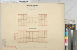 Stationsgebäude für die Bahnhöfe Dinslaken und Empel der Köln-Mindener Eisenbahn-Gesellschaft, Blatt 4: Dachbalkenlage, M. 1:100 Hge, Sknr.: 5, Fanr.: 2, Bunr.: 4
