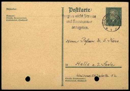 A. Brueckner an G. Karo