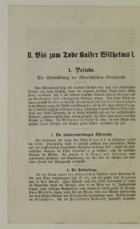 II. Bis zum Tode Kaiser Wilhelms I.