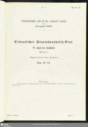 II. Etat der Zuschüsse. Abschnitt F. Departement des Innern. Kap. 42-72