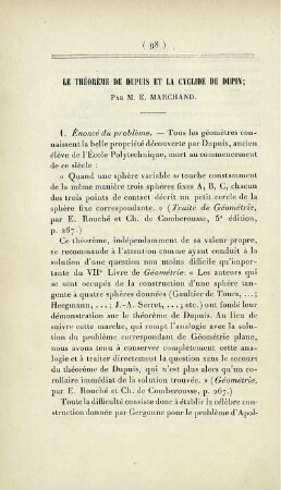 Le théorème de Dupuis et la cyclide de Dupin.