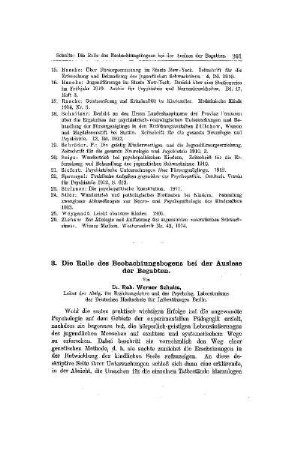 Die Rolle des Beobachtungsbogens bei der Auslese der Begabten