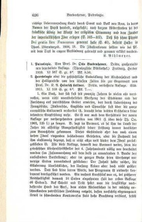 626-628 [Rezension] Bardenhewer, Otto, Patrologie