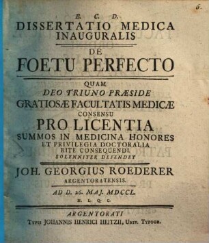 Diss. med. inaug. de foetu perfecto