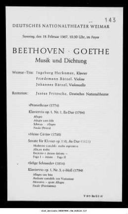Beethoven - Goethe Musik und Dichtung