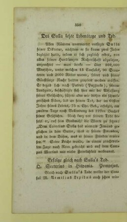 Des Sulla letzte Lebenstage und Tod