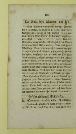 Des Sulla letzte Lebenstage und Tod