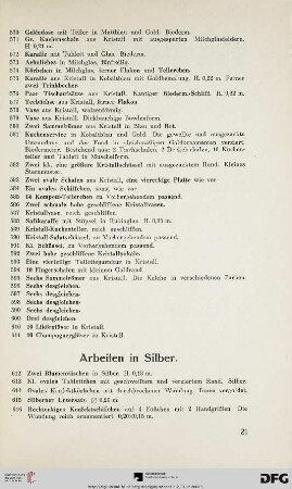 Arbeiten in Silber (Nr. 612-740)