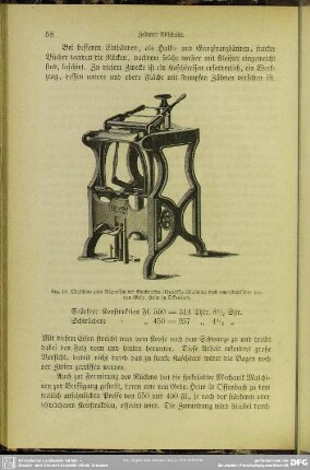 Fig. 16. Maschine zum Abressen der Buchrücken (Endossir-Maschine nach amerikanischer Art) von Gebr. Heim in Offenbach