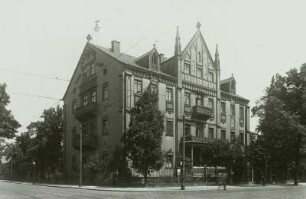 Dresden-Pirnaische Vorstadt, Eliasstraße 22. Wohnhaus (um 1870), Eckansicht von Nordwesten