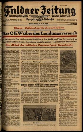 Ausgabe vom Samstag, den 29. August 1942.