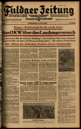 Ausgabe vom Samstag, den 29. August 1942.