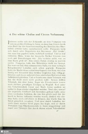 4. Der schöne Clodius und Ciceros Verbannung