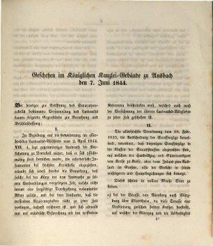 Verhandlungen des Landrathes von Mittelfranken. 1844, Besonderes Protokoll