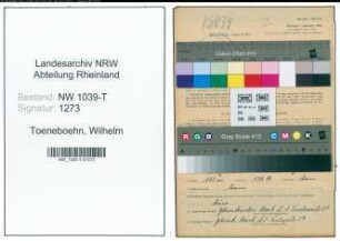Entnazifizierung Wilhelm Toeneboehn , geb. 15.07.1910 (Fachmeister)